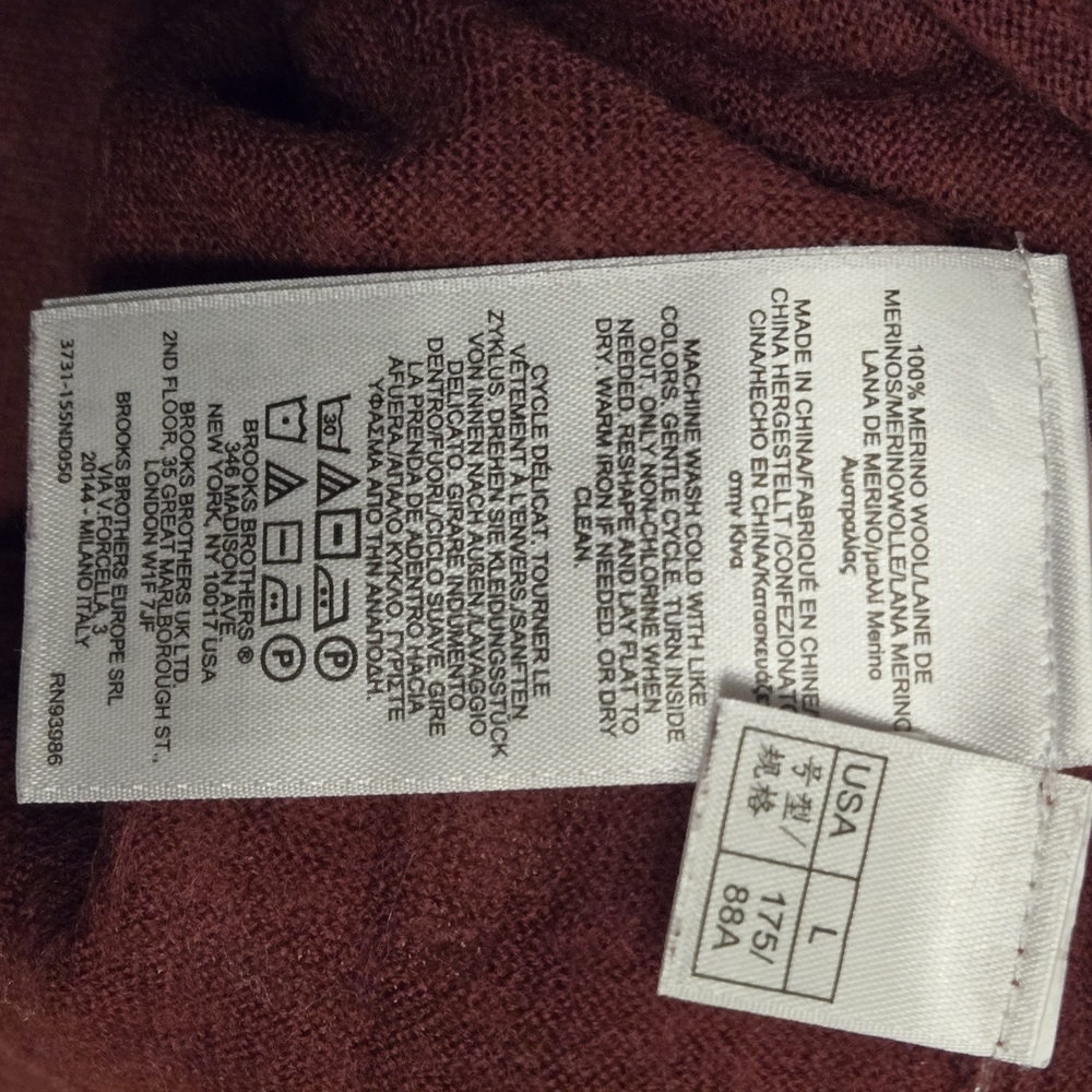 Brooks Brothers Maroon Merino Wool Turtleneck Sweater - Picture 4 of 7